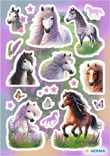 HERMA decoratiestickers paarden, zelfklevend, 3 vel à 6 stickers