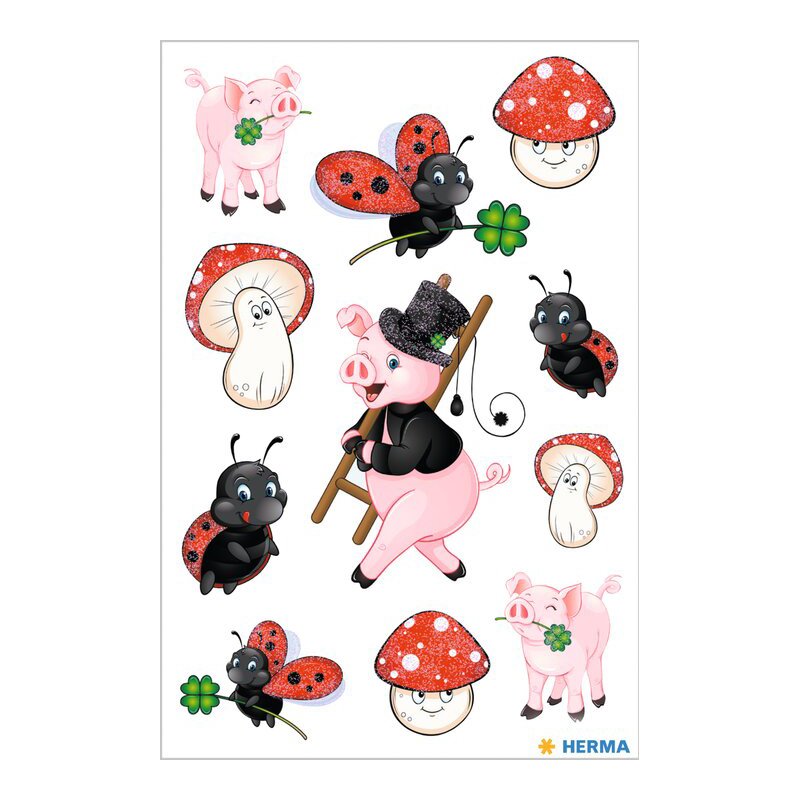 HERMA feuilles autocollantes coccinelles, papier, 3 feuilles à 37 stickers