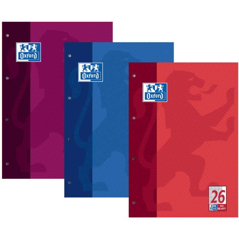 Oxford bloc-notes ligné A4, perforation 4 trous, 50 feuilles