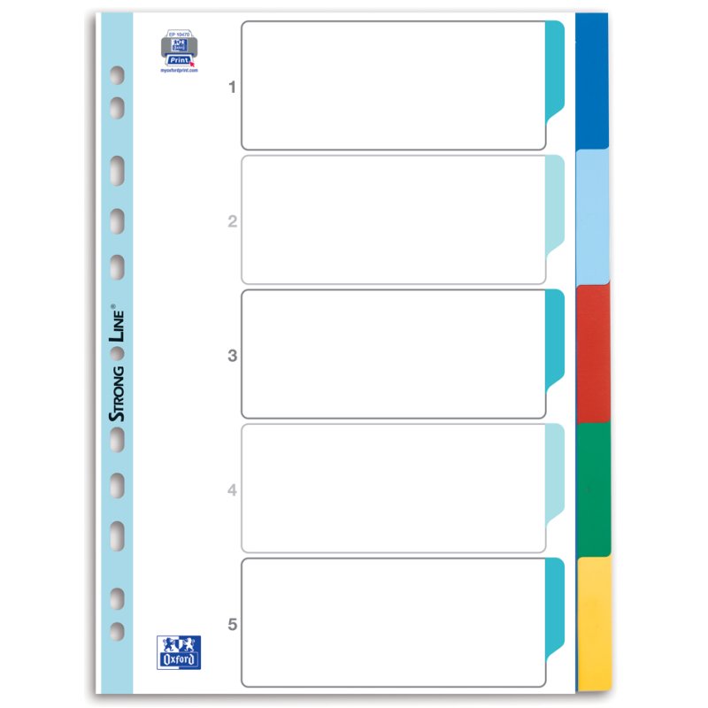 Oxford intercalaires en plastique A4, 5 couleurs, 10 pièces