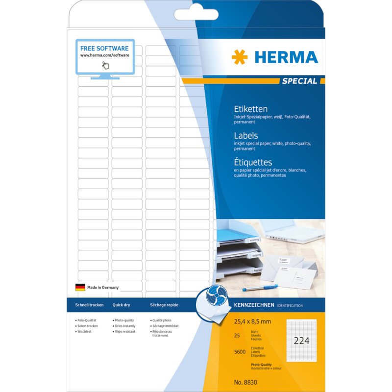 HERMA étiquettes à jet d'encre A4, 210×297 mm, blanc qualité photo, 25 pièces