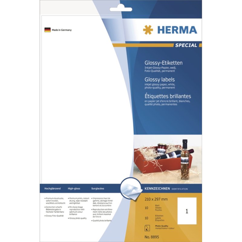 HERMA étiquettes pour bouteilles Special, 90×120 mm, blanc, 40 pièces