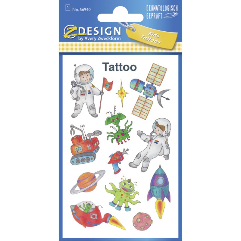 AVERY Zweckform kinder tijdelijke stickers Pixel, tattoofolie, 1 vel à 13 tattoos