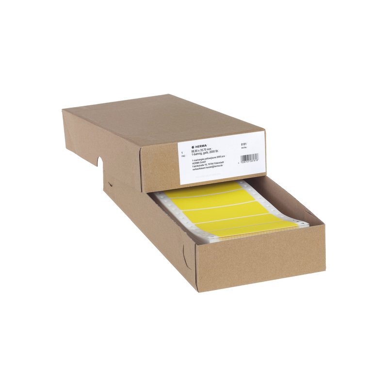 HERMA computerlabels doorlopend, 88×35 mm, 1-baans, geel, 2000 stuks