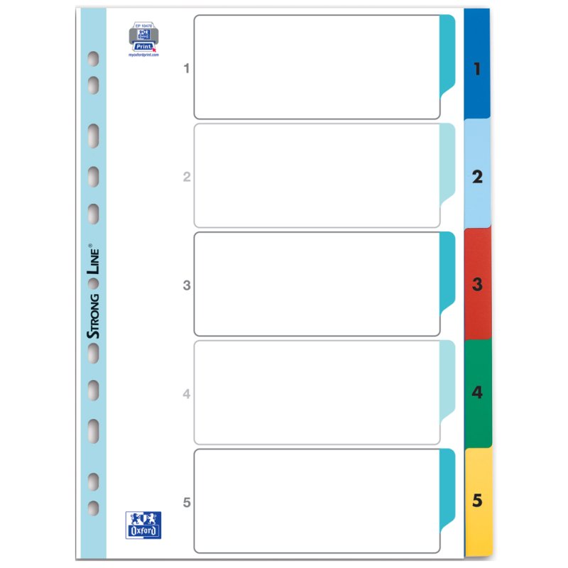 Oxford intercalaires chiffres 1-10, A4+, colorés, 10 pièces