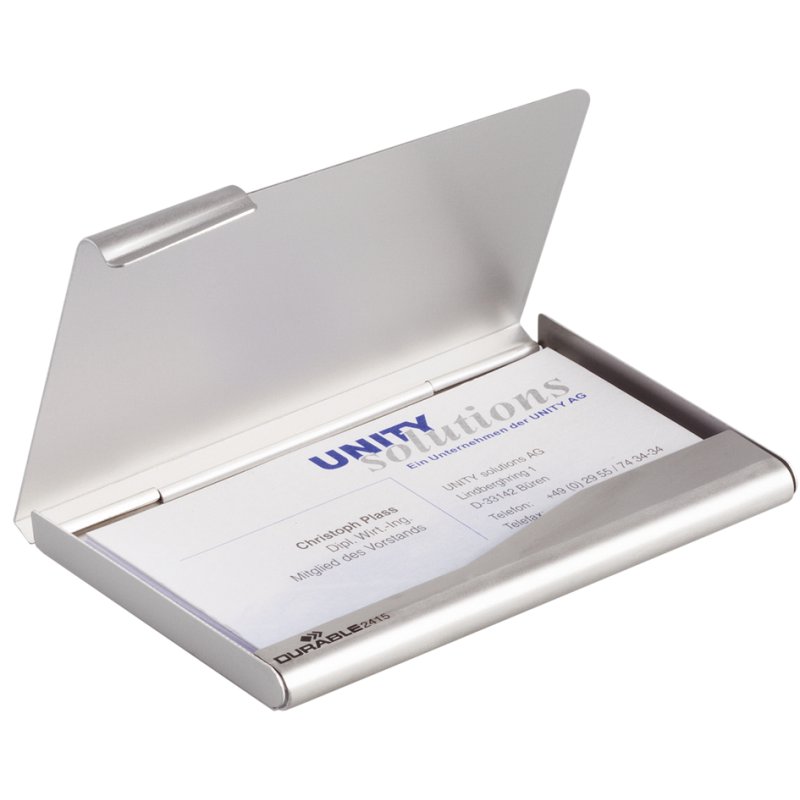 DURABLE visitekaarthouder Business Card Box, mattzilver, aluminium, 20 visitekaartjes