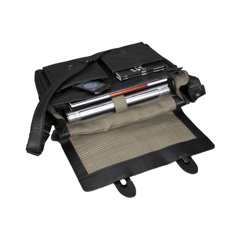 PRIDE&SOUL schoudertas TANK, leer, donkerbruin, 400×105×330 mm