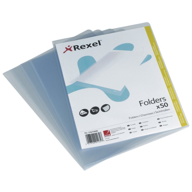 Rexel pochettes de document Standard A4, PP transparent 0,10 mm, 50 pièces