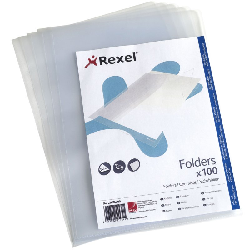Rexel pochettes de documents Economic A4, PP structuré 0,10 mm, 100 pcs