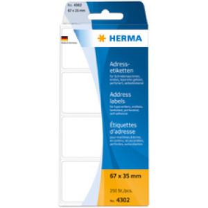 HERMA adresetiketten, 67×35 mm, leporello gevouwen, wit, 250 stuks