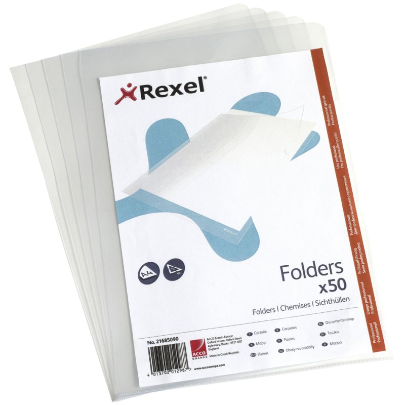 Rexel pochettes de documents Top Quality A4, PP transparent 0,15 mm, 50 pièces