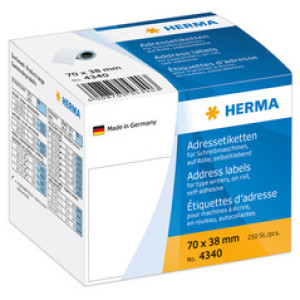 HERMA adresetiketten, 70 × 38 mm, wit, 250 stuks