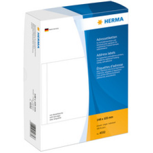 HERMA adresetiketten, 148×105 mm, wit, 500 stuks