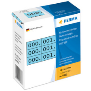 HERMA nummeretikettten 0-999, 10×22 mm, zwart op rood, 1000 stuks