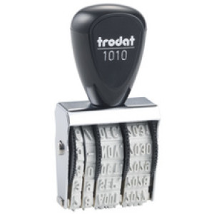trodat dateringstempel 1010, Frankrijk, 4×26 mm, vernikkeld metaal