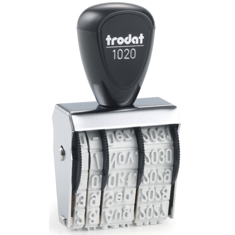 trodat datumstempel 1020, 5 × 32 mm, vernikkeld metalen behuizing