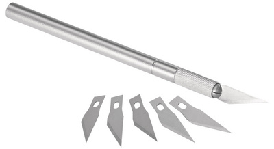 Transotype scalpel 150 mm, aluminium, 5 vervangmesjes, beschermkap