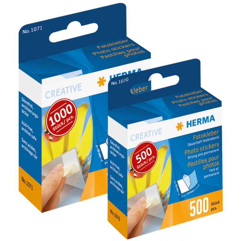 HERMA points de colle photo, double face, distributeur en carton, 1.000 pièces