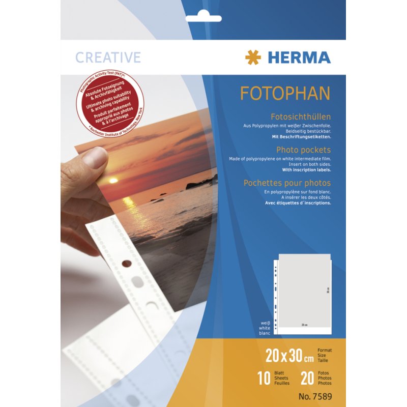 HERMA Pochettes photos Fotophan A4, 13 x 18 cm paysage, 10 pièces