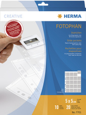 HERMA diahulzen voor kleine dia's 5×5 cm, transparant/mat, 20 dia's per huls, 10 stuks