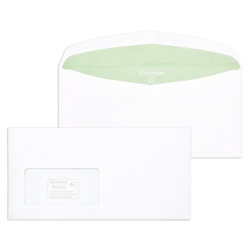 MAILmedia enveloppen DIN lang, wit met venster, 114 × 229 mm, 1.000 stuks