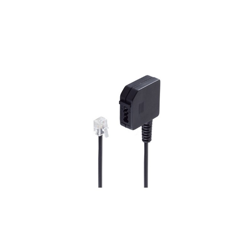 shiverpeaks telephone adapter cable, black, RJ11 to TAE-F, 0.2 m