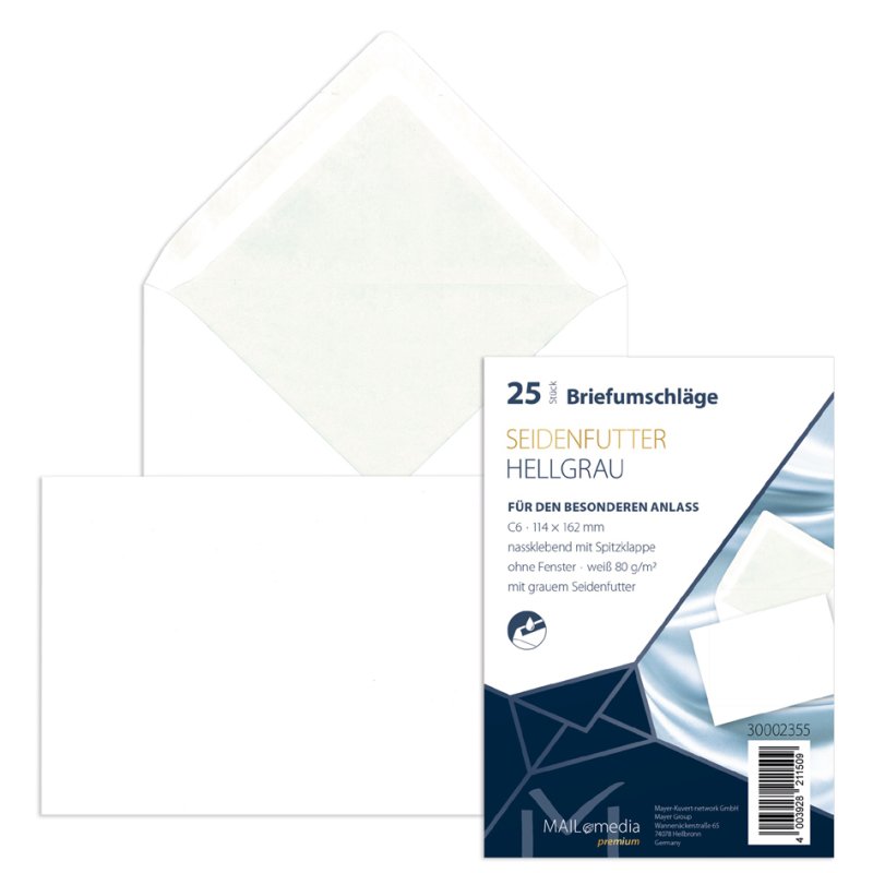 MAILmedia enveloppes DIN long, blanc avec doublure de soie, auto-adhésif, 25 pièces