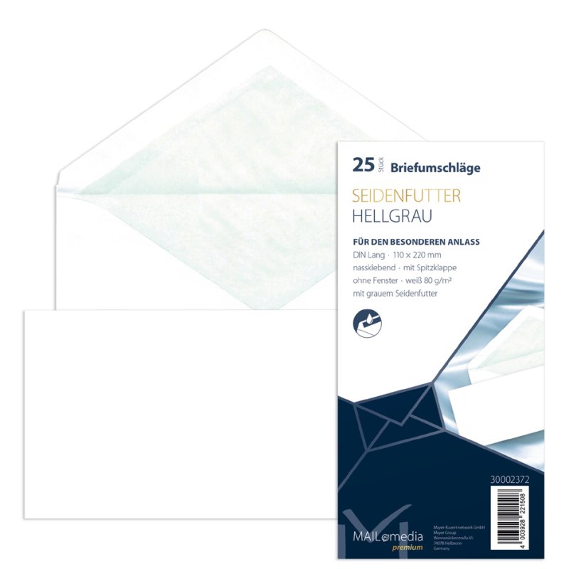 MAILmedia enveloppes DIN long, blanc avec doublure de soie, auto-adhésif, 25 pièces