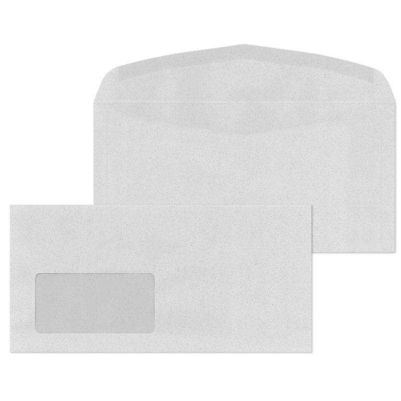 MAILmedia enveloppen C6/5 met venster, 114 × 229 mm, gerecycled grijs, 1000 stuks