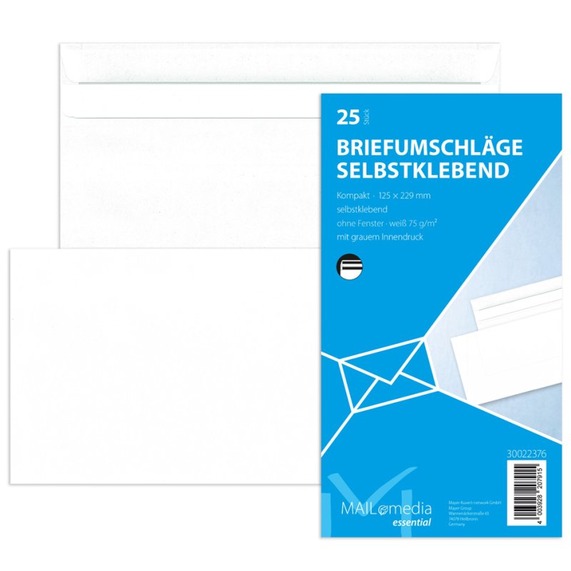 MAILmedia enveloppes Offset blanc, 125×229 mm, auto-adhésives, 25 pièces