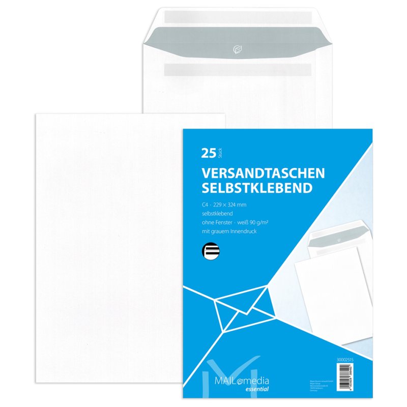 MAILmedia verzendtassen, wit, zelfklevend, 50 stuks