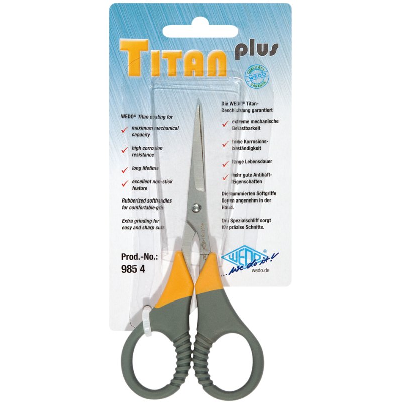 WEDO ciseaux silhouette titane, 115 mm, gris/jaune, droitier