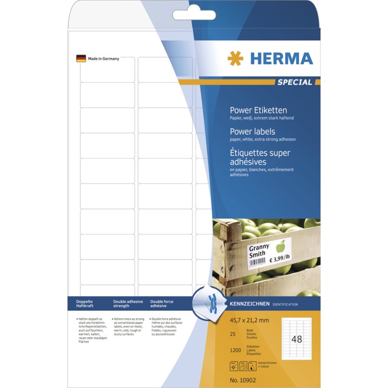 HERMA Power étiquettes extra fortes, 37×13 mm, blanc, 2125 pièces