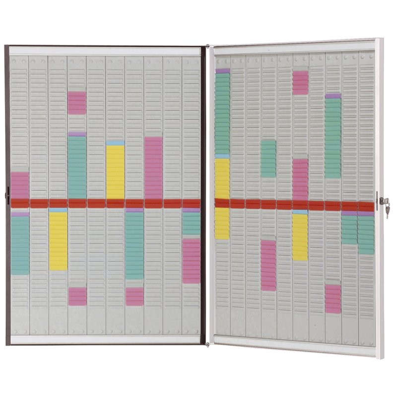 nobo T-card system foldable, with lock, metal, grey, 54 slots