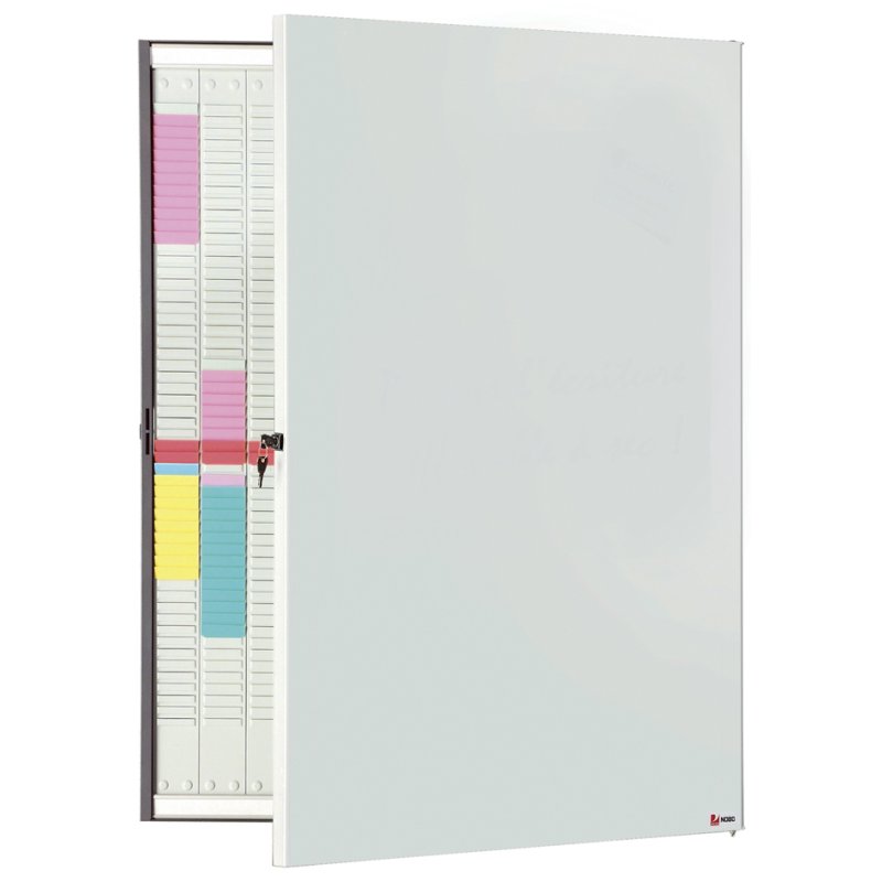 nobo T-card system foldable, with lock, metal, grey, 54 slots