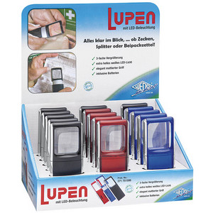 WEDO rechthoekige loep met LED-verlichting, 3x vergroting, kunststoflens 35×38 mm