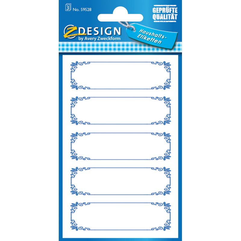 AVERY Zweckform étiquettes ménagères Bord Bleu, réutilisables, 15 pièces