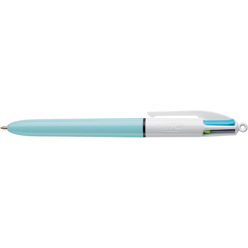 BIC stylo bille 4 couleurs Fun, bleu clair/blanc, 0,32 mm