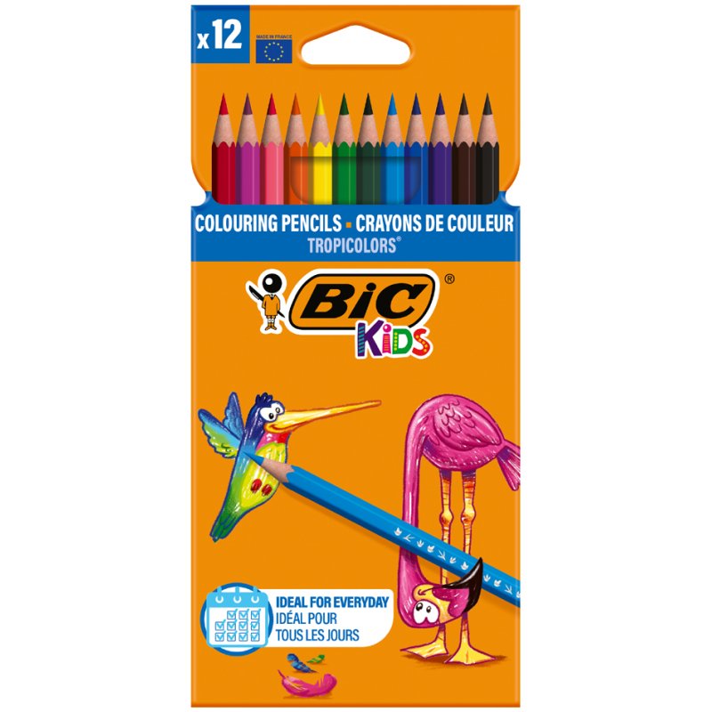 BIC KIDS kleurpotloden Tropicolors, 12 stuks, houtvrij