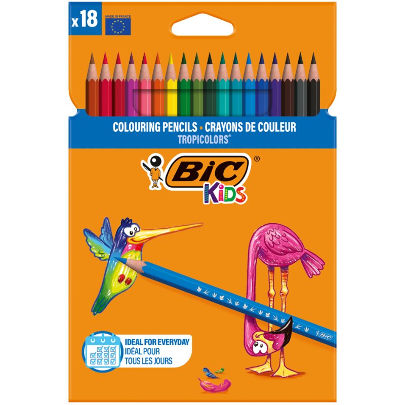 BIC KIDS kleurpotloden Tropicolors, 12 stuks, houtvrij