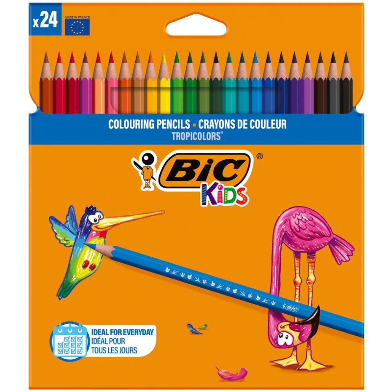 BIC KIDS kleurpotloden Tropicolors, 12 stuks, houtvrij