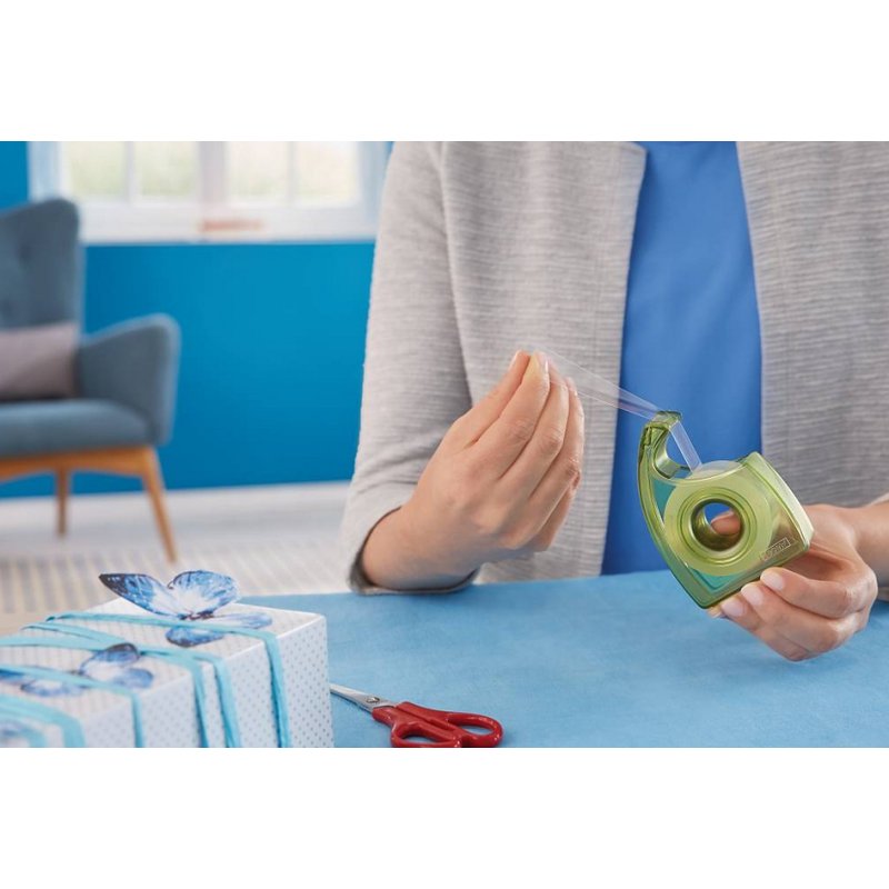 tesa ecoLogo distributeur de ruban adhésif, rechargeable, vert, 19 mm