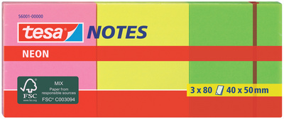 tesa Neon Notes plaknotities, 40×50 mm, 3 kleuren, 3 blokken