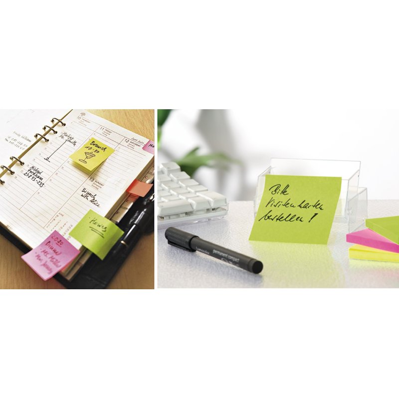 tesa neon sticky notes, 75×75 mm, 3 couleurs, 6 blocs
