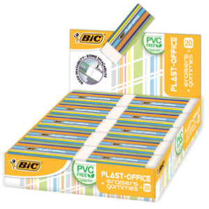 BIC kunststof gum navulverpakking, wit, zonder PVC, 20 stuks