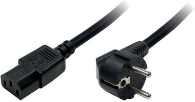 LogiLink voedingskabel, gehoekte stekker, zwart, 3,0 m