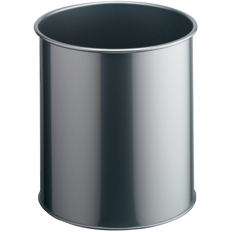 DURABLE corbeille à papier métal rond, 15 litres, argent métallisé