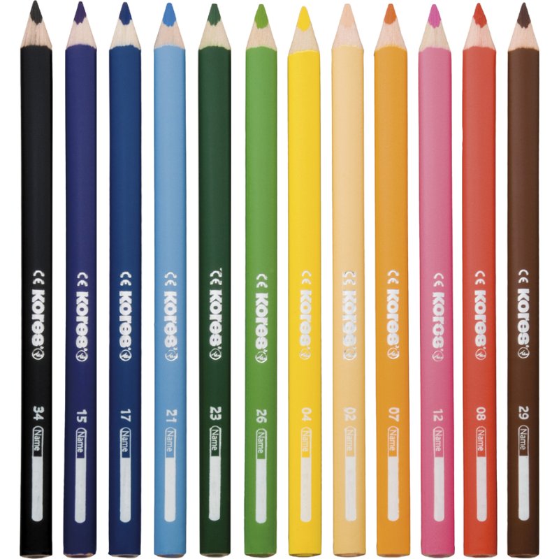 Kores Jumbo crayons triangulaires, 12 pièces, assorties colorées