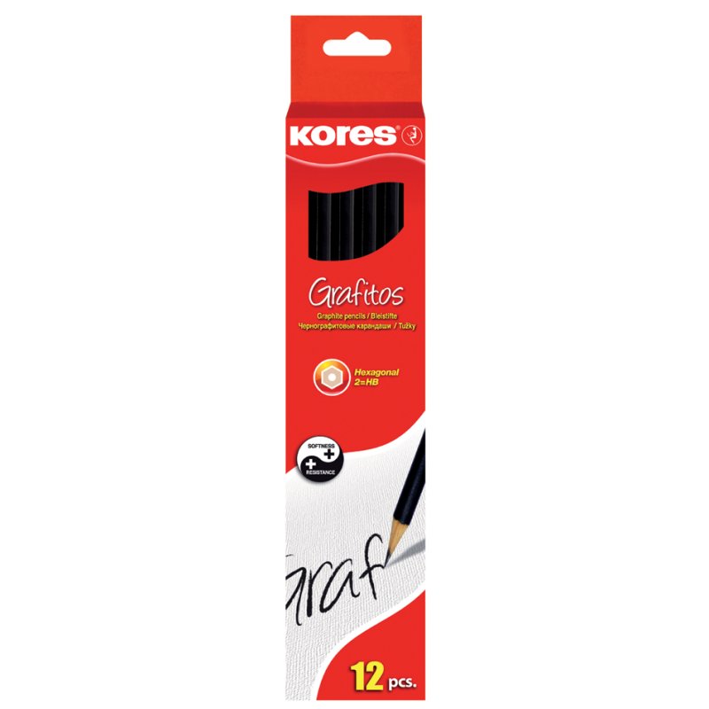 Kores Grafitos HB pencil, hexagonal lime wood, with eraser