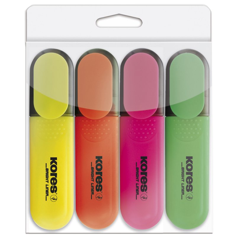 Kores surligneurs BRIGHT LINER, 6 couleurs, 0,5-5,0 mm, 6 pièces